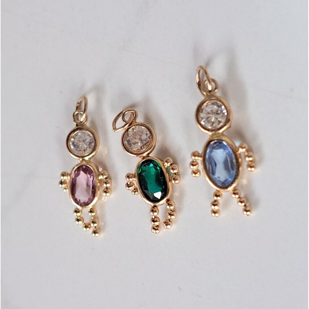 Set of 3 - 14K Yellow Gold Birthstone Baby Child Charms - Picture 6 of 16